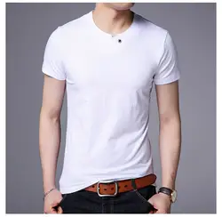 Весенне-летняя мужская футболка Новая мужская с короткими рукавами Круглый воротник сплошной цвет Мужская рубашка GC14