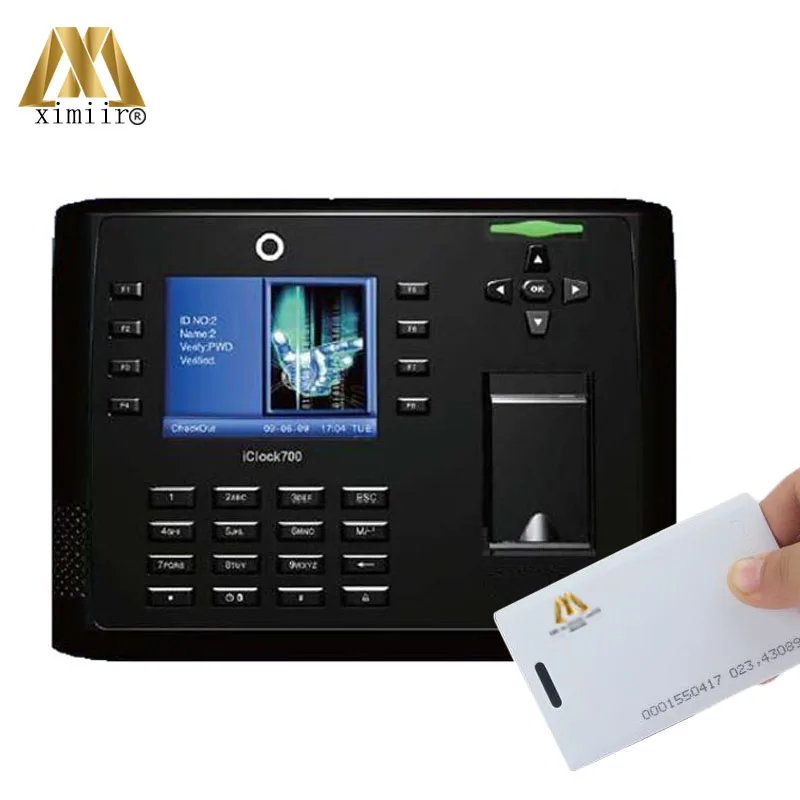 

Iclock700 RFID card fingerprint access control and time attendance with webserver camera and back up battery
