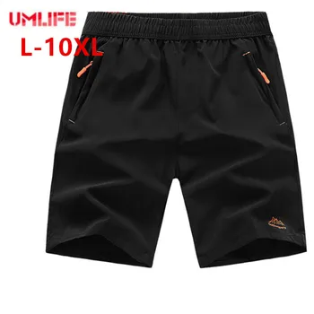 

UMLIFE Big size 7XL 8XL 9XL 10xl Sports Shorts Mens Elastic Waist summer Beach Shorts Breathable Quick-drying Board Shorts