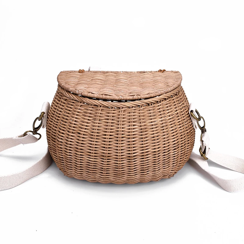 Bolso de mimbre para niños y adultos, bolsa de paja de playa para mujer, bandolera, cesta de bambú, 6 colores|Bolsos de AliExpress
