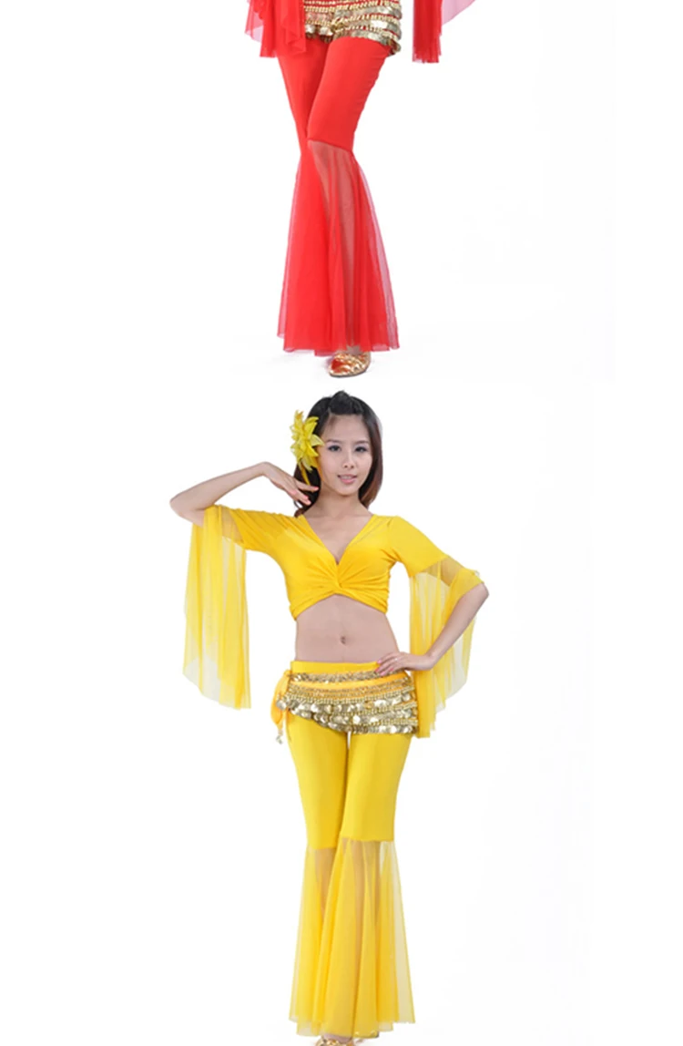 2018 Мода Профессиональный танец живота костюм комплект топ + брюки + пояс, 3 шт. комплект Индийский живота танцевальная одежда практика костюм