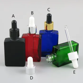 

10 x 30ml Essential Oil Travel Portable Simple Colorful Glass with Aluminum Dropper for Liquid Reagent Pipette Bottle Container
