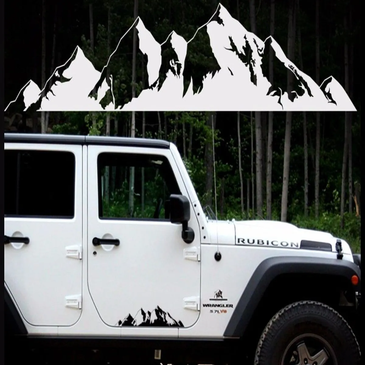 Mobil Truk Hitam Putih Gunung Sticker Vinyl Decals Grafis Untuk Jeep