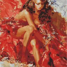Сексуальное красивое красное платье с принтом для девочек DIY цифровая картина маслом по номерам модная ручная роспись без рамки 40x50 см