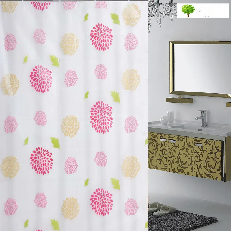 High Quality Hot Spot Spotted Sun Flower Shower Curtain Waterproof And