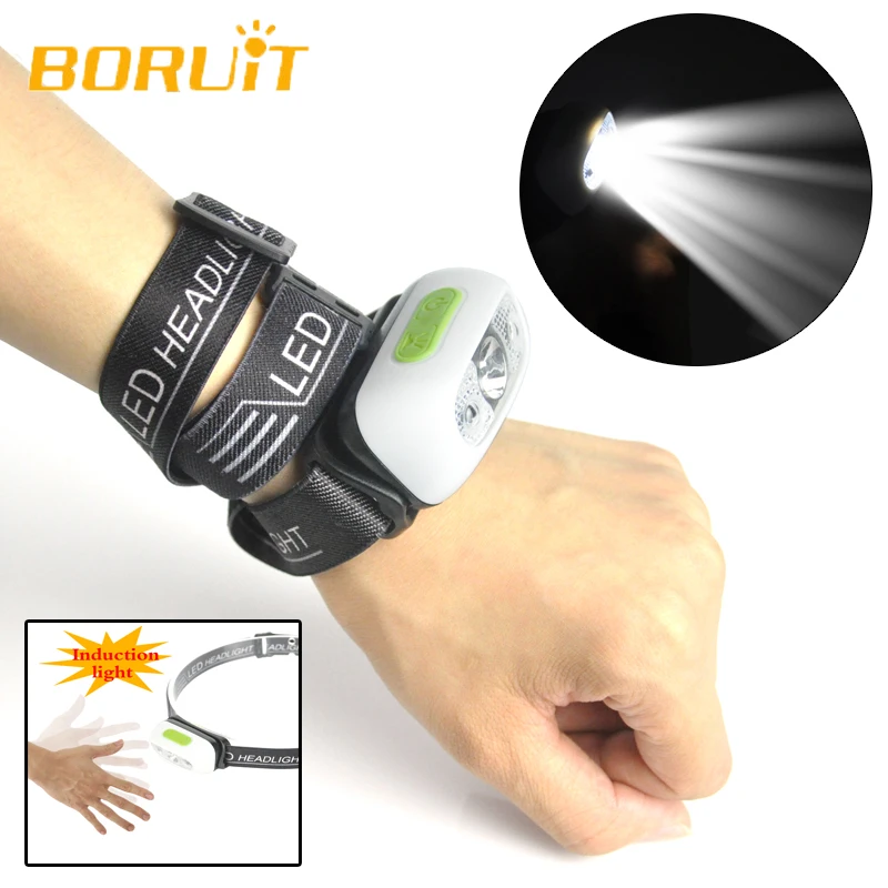 Налобный фонарь BORUiT светодиодный 1000 лм 5 режимов с датчиком движения|led headlamp|usb