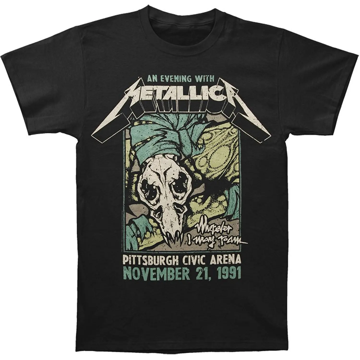 Metallica Pittsburgh Arena 1991 Black Adult T shirtin TShirts from
