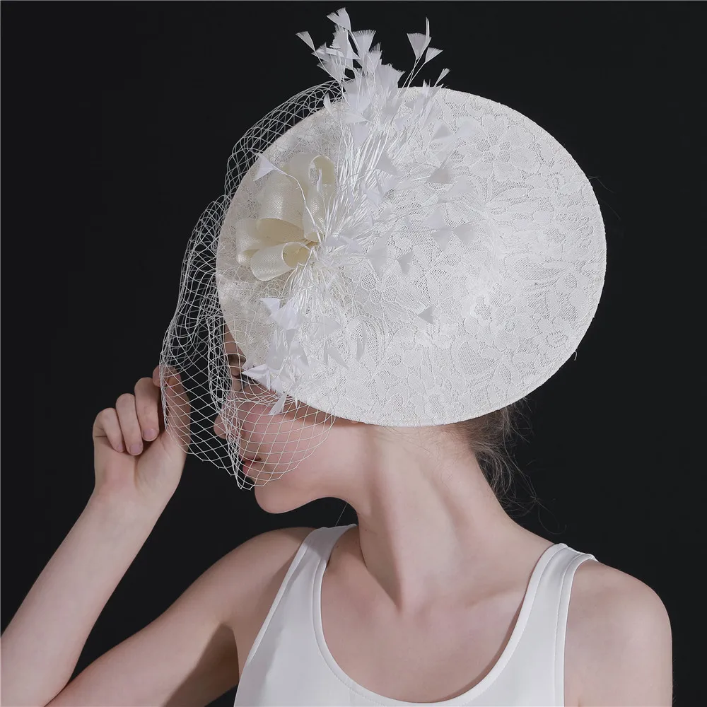 

Party Derby Women Big Hats Wedding Mesh Fascinators Chapeau Elehant Female Bridal Married Mesh Headwear Veils Hair Accessories