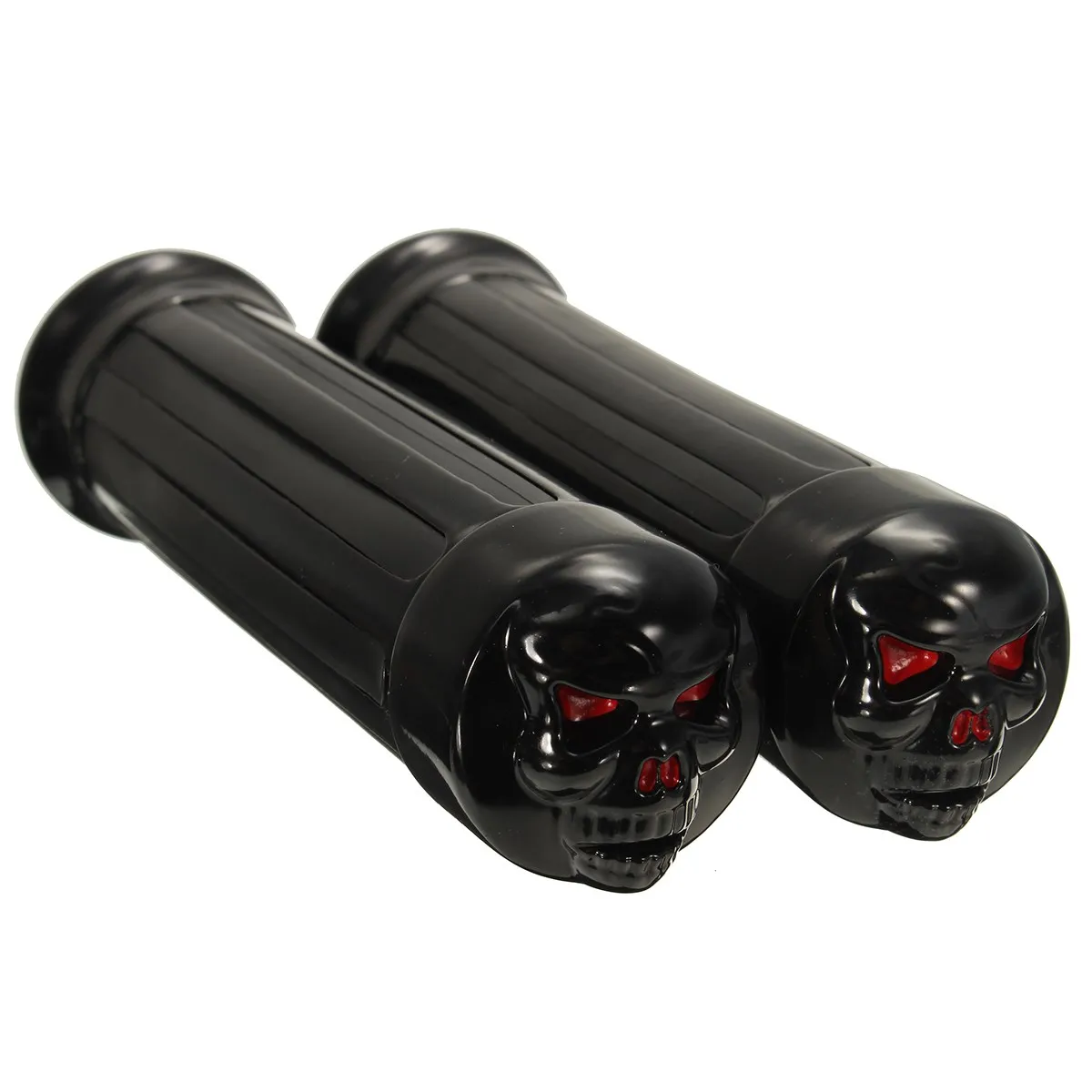 One Pair 1 Motorcycle Skull Handlebar Hand Grips Fit For Davidson XL