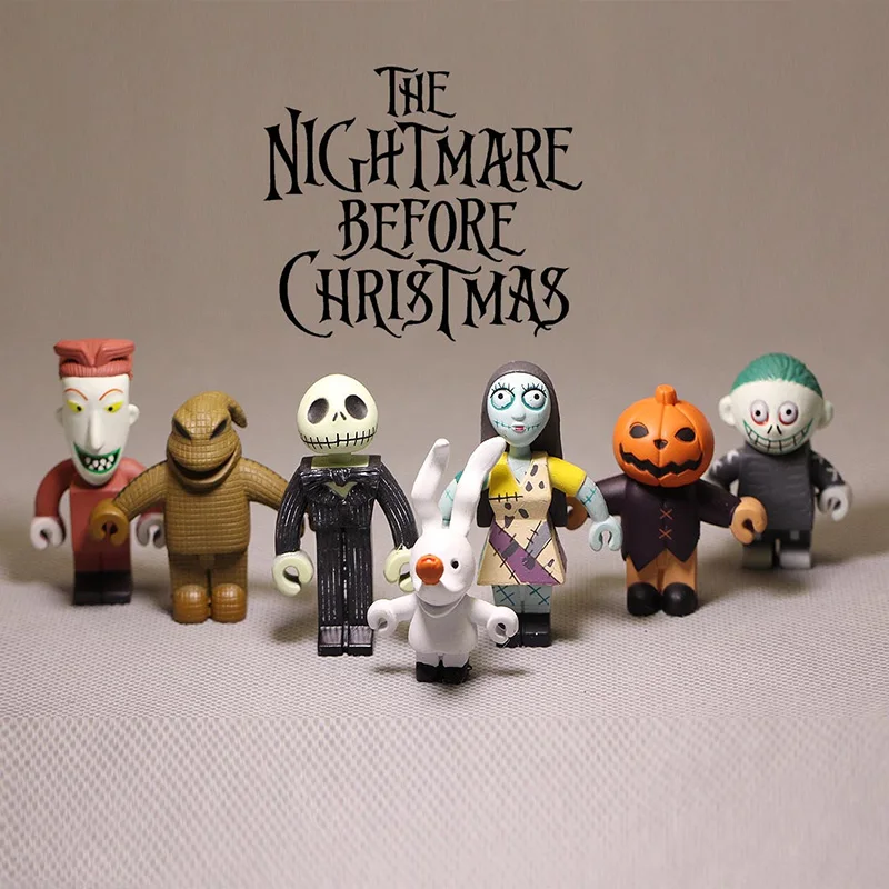 

7PCS The Nightmare Before Christmas Deluxe Jack Skellington with Interchangeable Heads Action Figure Collectible Model Toy Gift