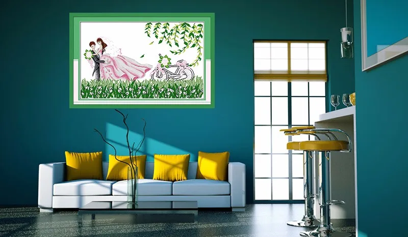 Sale Joy Sunday wedding cross stitch kits needlework Wedding DMC14CT11CT cotton fabric livingroom bedroom deco big deal free shipment 3
