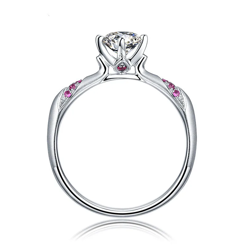 

Engagement Ring Women Cubic Zirconia Brilliant Round Cut Solitaire Red Color Gems Ring Genuine 925 Sterling Silver Marriage Ring