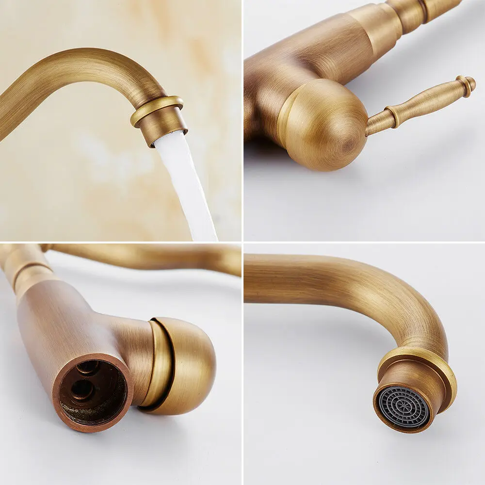 Basin Faucets Antique Brass Bathroom Faucet Basin Tap Single Handle Hot and Cold Water Mixer Taps ZD1216
