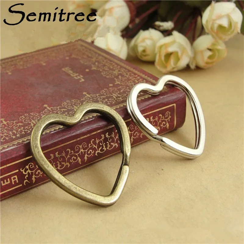 

10pcs/lot Vintage Heart Shape Keychain Circle Keyring Findings Fit DIY Crafts Lovers Keychain Rings Circles Accessories