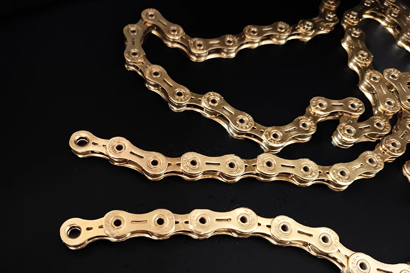 Excellent YBN mountain bike chain 11 speed road folding bike 22 33 speed gold full engrave  semi-hollow chain 6