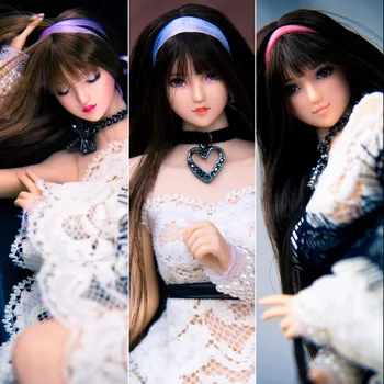 

1/6 Female Head Sculpt Accessory OB027 Girl Pink/Black Hair SNH 48 Nihon Junjo Kenji Dense Carved Model for 12'' Pale Skin Body