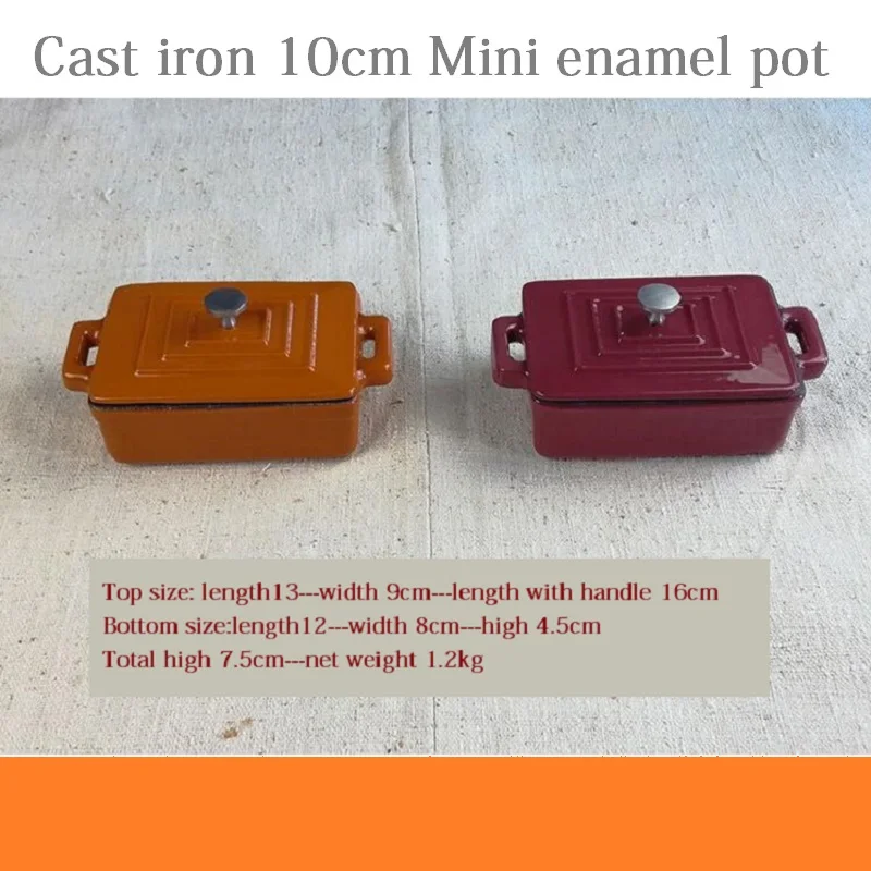 Cast iron 10cm Mini enamel pot Soup Pots Rectanglein Pans from Home & Garden on