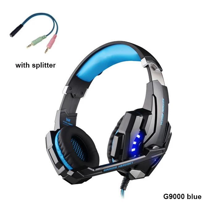 KOTION EACH G2000 G9000 игровые гарнитуры Игровые наушники гарнитура стерео наушники с микрофоном для ПК геймера в розничной упаковке - Цвет: G9000 blue n cable