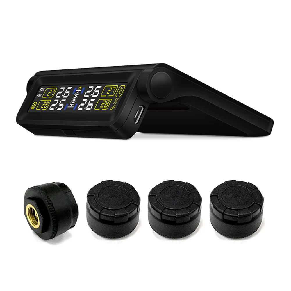 Автомобильный TPMS система контроля давления в шинах TPMS Солнечная энергия два источника питания TFT дисплей шины Авто сигнализация системы внешний датчик