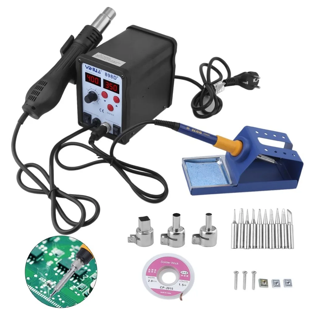 

2 In 1 Digital Welding Desoldering Iron Hot Air Gun Soldering Rework Station 700W Desoldering Station EU Plug