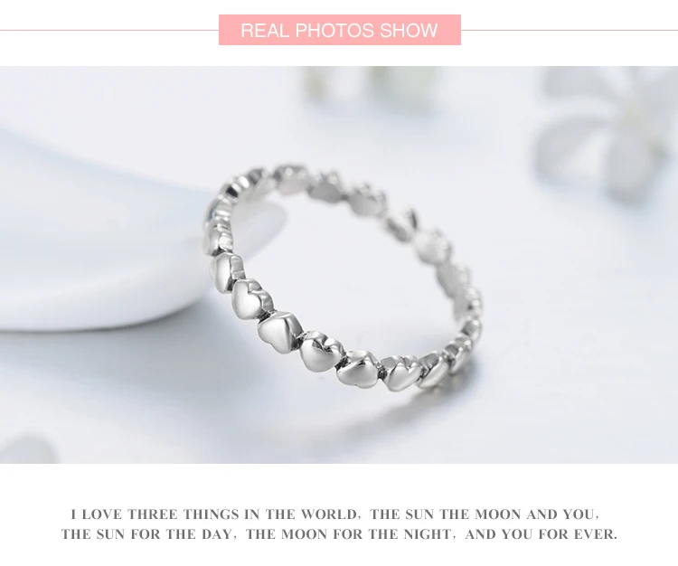Аутентичные 925 Твердые стерлингового серебра «любовь навсегда» Сердце палец кольцо оригинальные ювелирные изделия подарок на день Святого Валентина