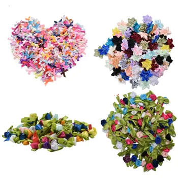 

50-500pcs Mini Satin Ribbon Flowers Bows Gift DIY Craft Wedding Decoration Garment Accessories