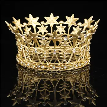 

Bride Crown Wedding Hair Jewelry Gold Tiaras and Crowns Queen Diadem Rhinestone Headdress Wedding Pageant