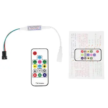 

Mini LED RGB Remote Controller DC5-24V 14 Key RF Wireless Controller for ws2811/w2812 RGB Led Strip Tape Lighting
