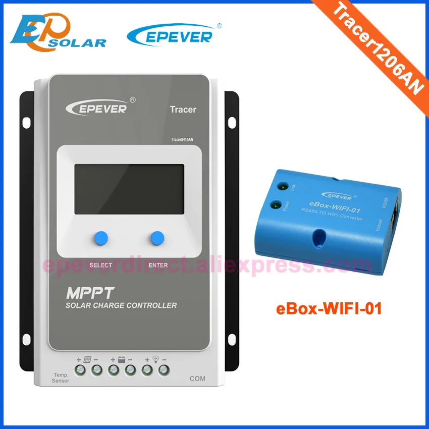 

controller with eBOX-Wifi-01 10A mppt solar controller EPEVER Brand Free Shipping high quality and efficiency Tracer1206AN