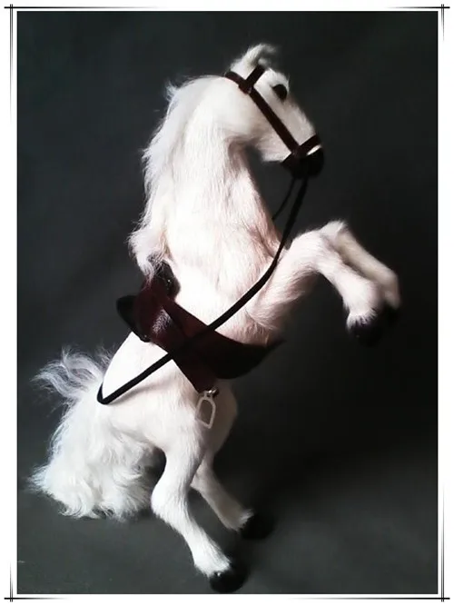 

artificial white horse large 32cm,polyethylene&furs jumping-up horse model handicraft home decoration gift a1530