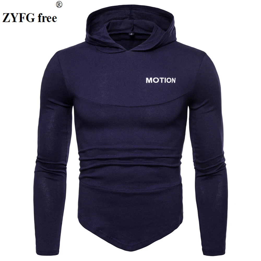 

High quality spring and summer men's t-shirt solid color hooded casual bottoming t-shirts tees sports tide male