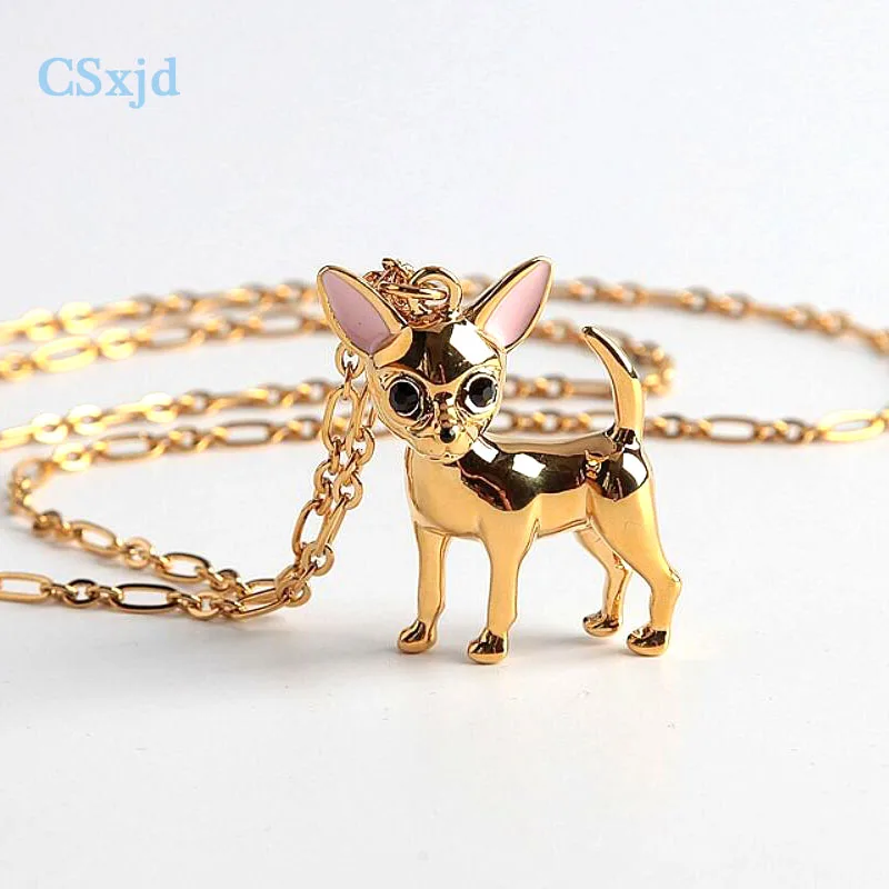 

CSXjd Luxury fashion jewelry High Quality copper Cute chihuahua dog Necklace