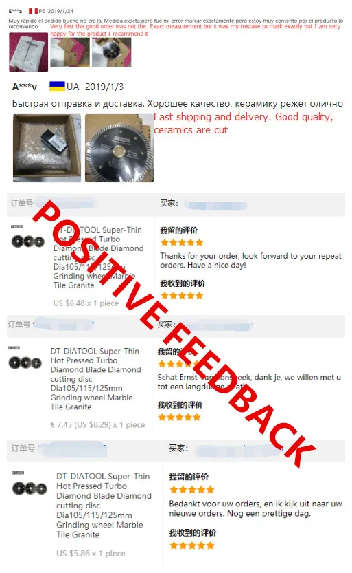 DT-DIATOOL Super-Thin Hot Pressed Turbo Diamond Blade Diamond cutting disc Dia115mm 125mm Marble Tile Granite