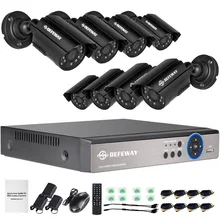 DEFEWAY 8 1200TVL 720P HD Outdoor CCTV Security Camera System 1080N Home Video Surveillance DVR Kit 8 CH 1080P HDMI Output