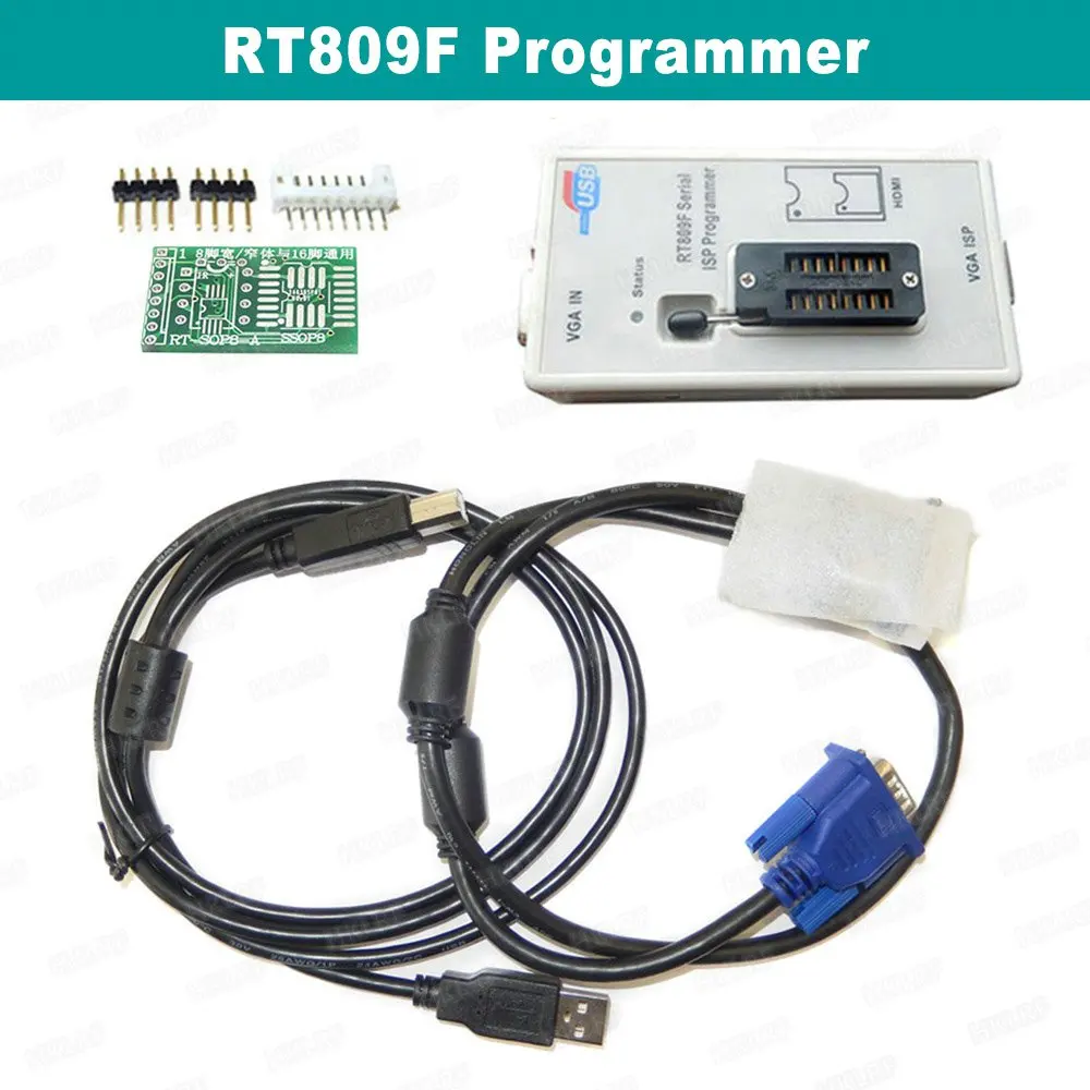 RT809F USB программатор+ 11 адаптеров с Sop8 IC клип VGA кабель использовать для материнская плата для ПК ноутбука lcd/роутеры поддержка 34C02 SPD DDR1 - Цвет: RT809F