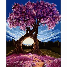 Горячее предложение! Распродажа! Картина на стену с рамкой, картина по номерам, сделай сам, цифровая Картина на холсте, картина маслом, домашний декор, розовое дерево