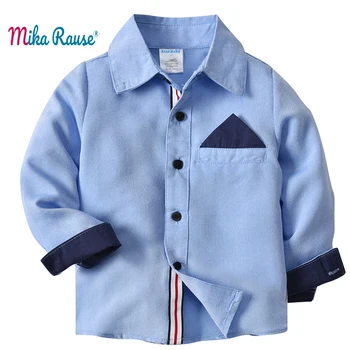 

Spring kids boy shirts long-sleeve cotton shirt boys solid blue Baby fashion shirt children autumn clothes toddler tops blouse