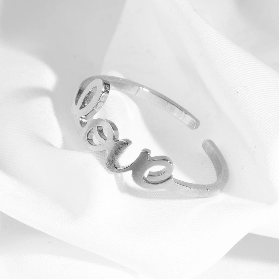 Модное популярное уникальное кольцо из нержавеющей стали с надписью LOVE, Золотое серебряное кольцо для пар и женщин, вечерние ювелирные изделия для помолвки, Подарочный аксессуар