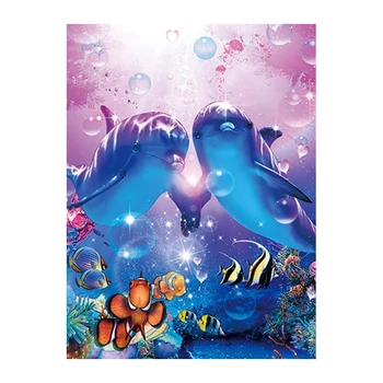 

5D DIY Diamond Painting Cross Stitch Dolphin Sea World Full Diamond Embroidery Painting Needlework Rhinestone Crafts