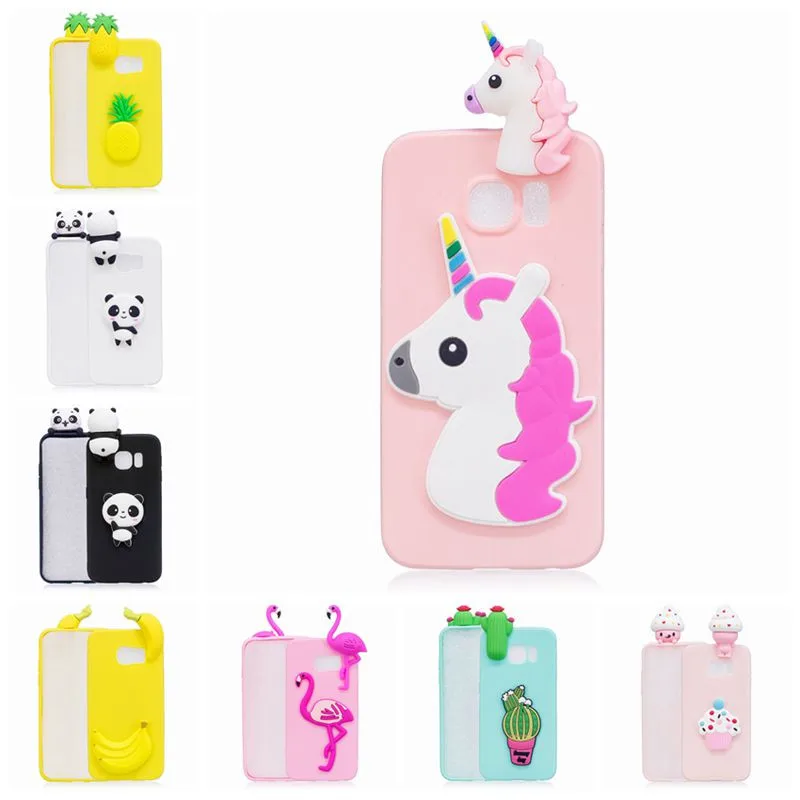 

For Fundas Samsung galaxy S7 3D Cartoon Unicorn Panda Phone Cases Soft TPU Silicon Back Cover For Coque Samsung S7 Edge Shell