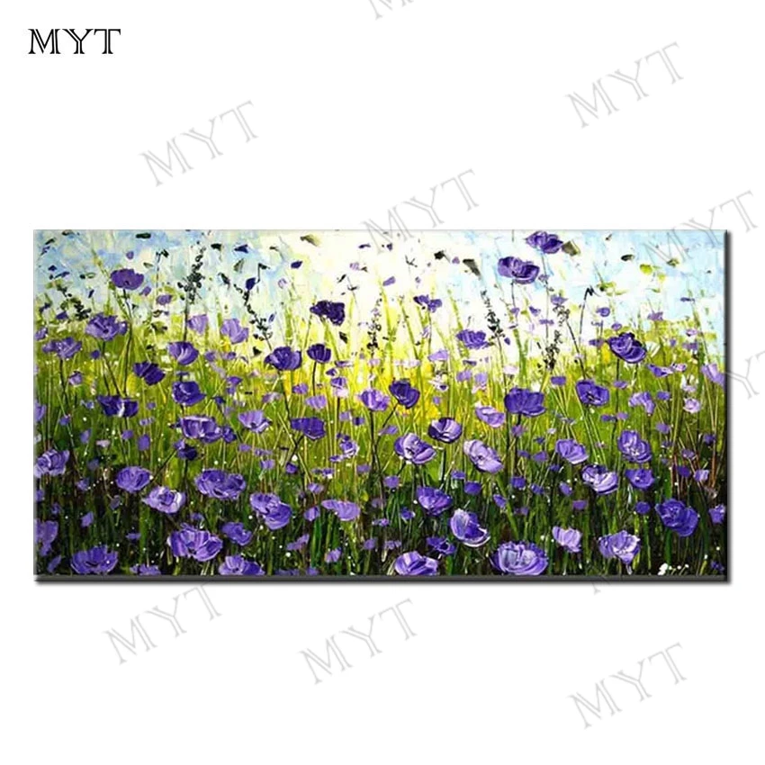 

Hand Painted Abstract flowers landscape oil painting on canvas Wall art Pictures for Living Room home decor no frame