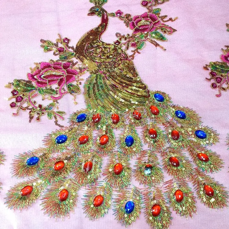 Diamond peacock phoenix decoration applique evening dress clothes fabric diy patch applique