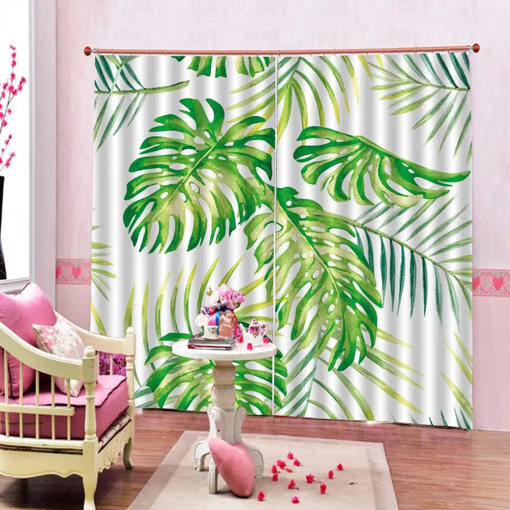 

leaf curtains Luxury Blackout 3D Window Curtains For Living Room Bedroom Customized size green curtains tree curtain