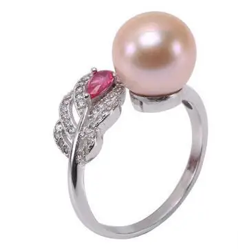 

Women 9-10 mm Pink Freshwater Cultured Pearl Sterling Silver Bride Party Rings