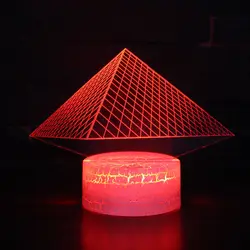 3D светодио дный LED голограмма визуальная Иллюзия Пирамида ночник 7 цветов Изменение USB вечерние лампа украшение дома подарки на день