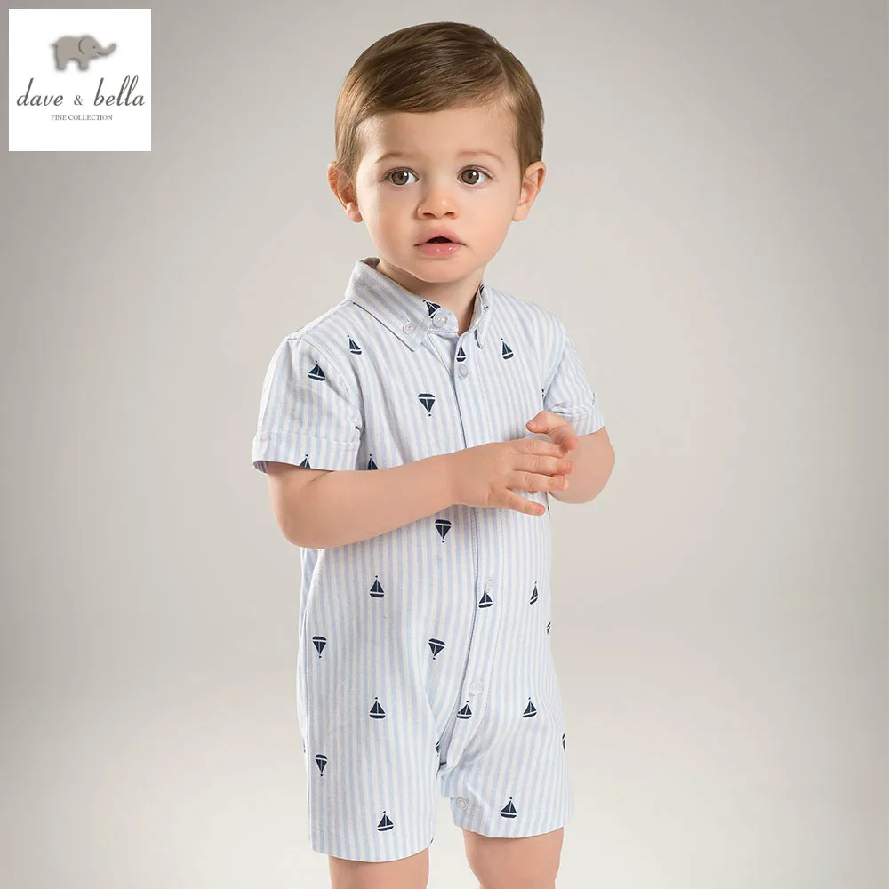 DB5873 dave bella summer new born baby boys rompers cotton romper