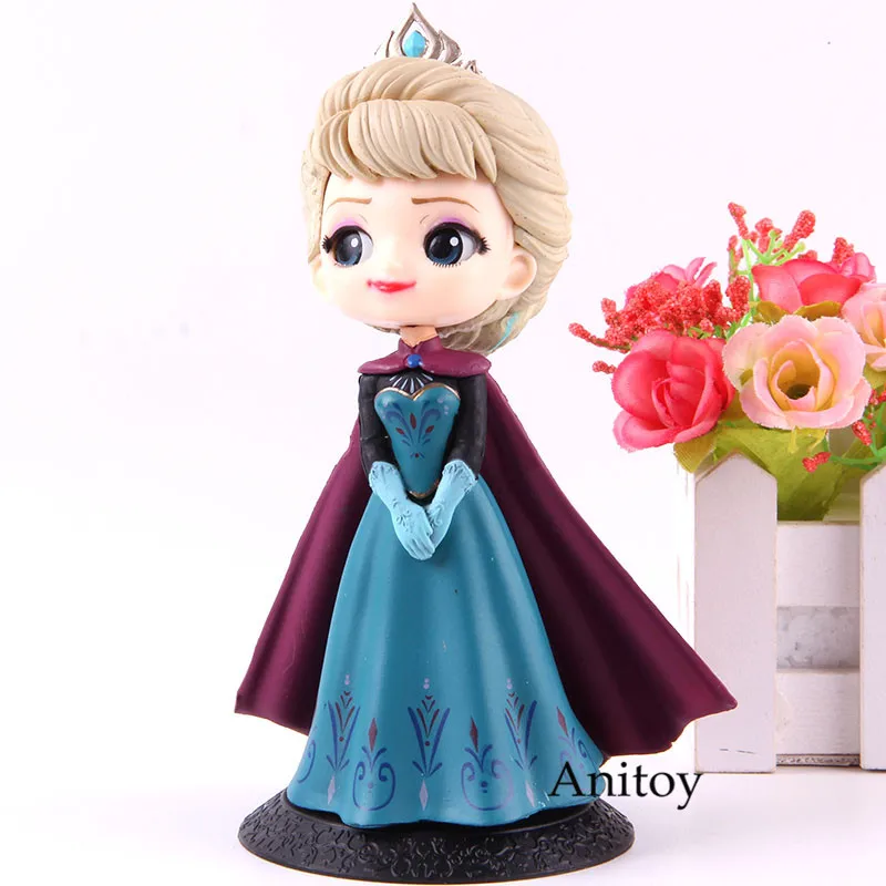 Q Posket Frozen Action Figure Elsa Princess Qposket Crown Doll PVC Collection Model Toy Gift for Girl Kids