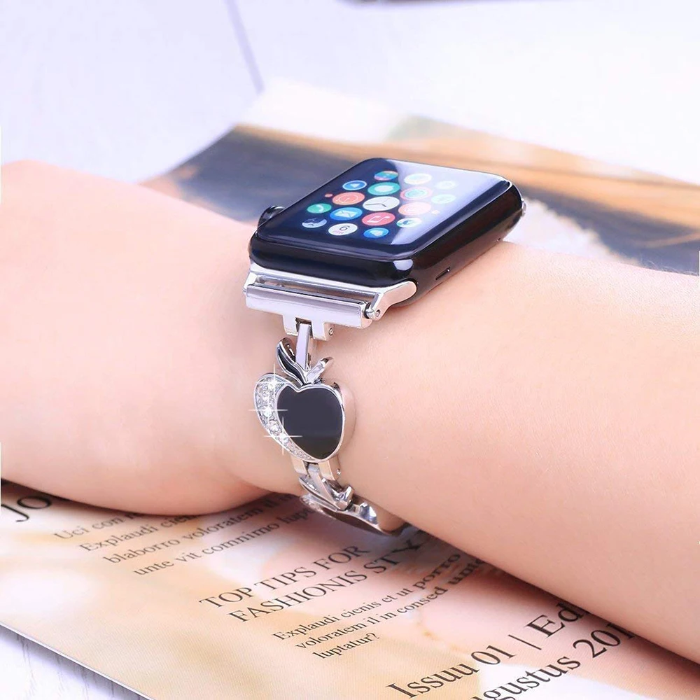 

Link Bracelet Strap For Apple Watch Band 4/3 38mm 44mm iWatch Band 42mm 40mm Luminescence Handmade Women Watch Band Clock Wrist