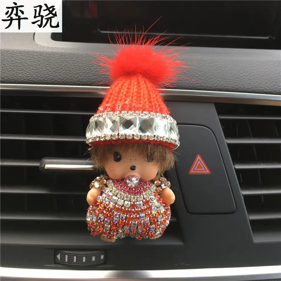 

Beautiful Plush hat girl Automobile styling decoration Perfume clip Cute diamond doll Car perfume Air Freshener Ornaments