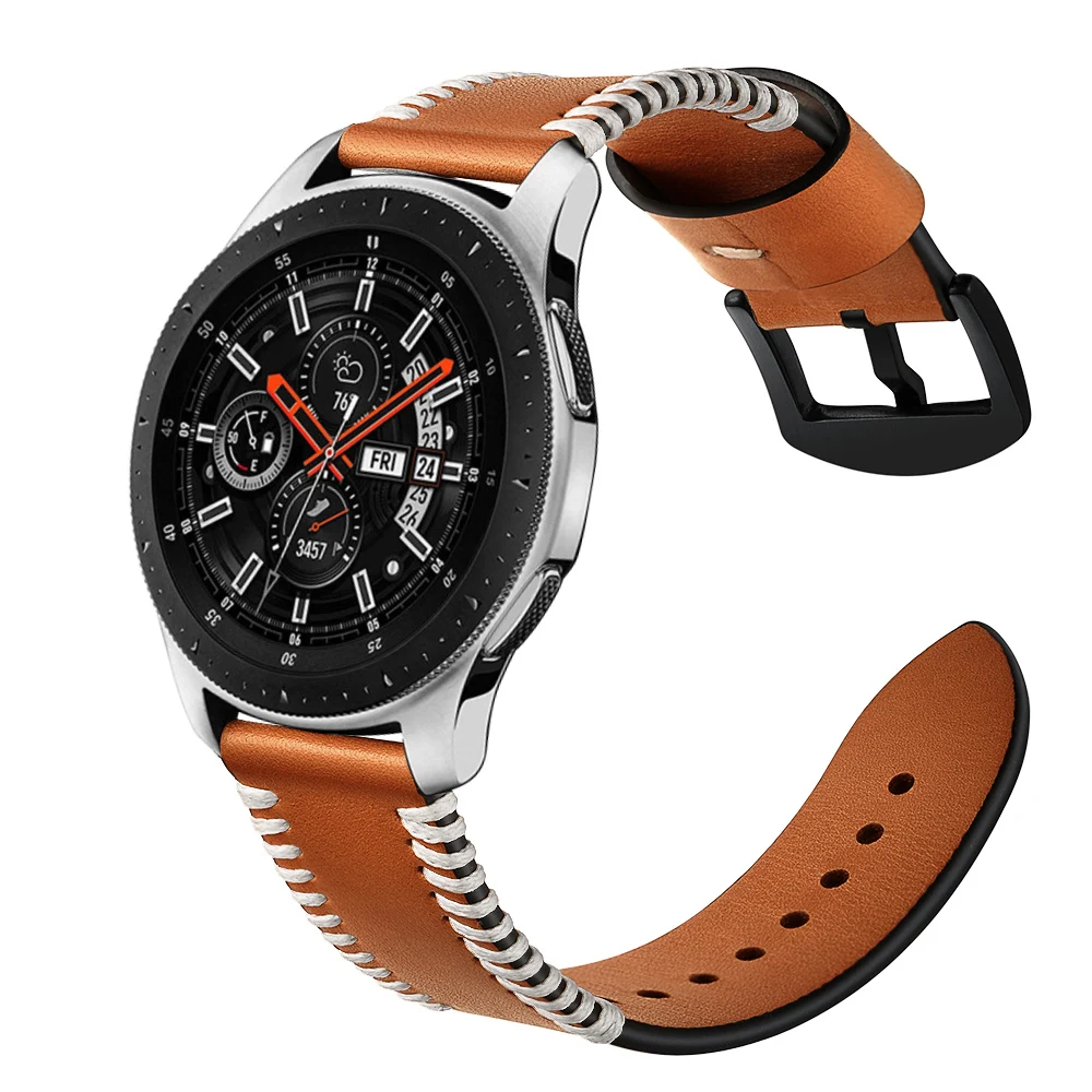 Ремешок для часов HENGRC из натуральной кожи для samsung gear S3 Frontier браслет для часов Galaxy Watch 46 мм Huami Amazfit ремешок Bip